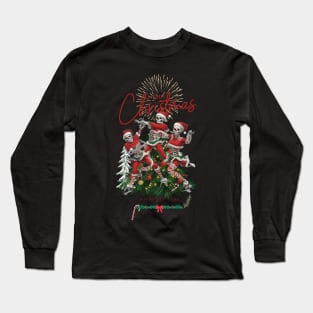 Funny Christmas Dancing Skeletons Santa Long Sleeve T-Shirt